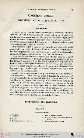 Cinquième projet, comprenant soixante-dix-huit cellules