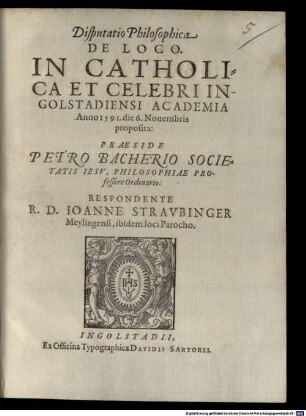 Disputatio Philosophica De Loco