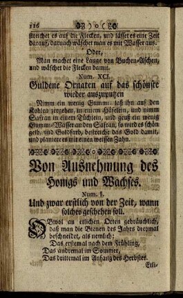 Von Ausnehmung des Honigs und Wachses.