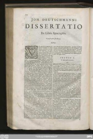 Sectio I. De Apocryphis in Genere.