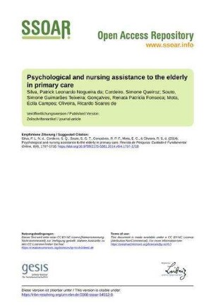 Psychological and nursing assistance to the elderly in primary care