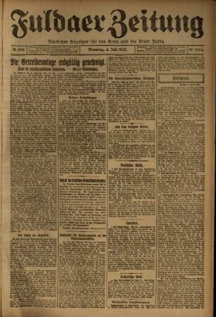 Ausgabe vom Dienstag, den 04. Juli 1922.