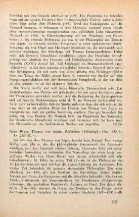 201-202 [Rezension] Meyer, Hans, Thomas von Aquin