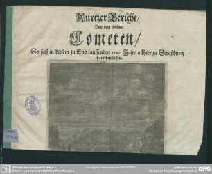 Kurtzer Bericht, Von dem jenigen Cometen, So sich in diesem zu End lauffenden 1680. Jahr allhier zu Straßburg hat sehen lassen