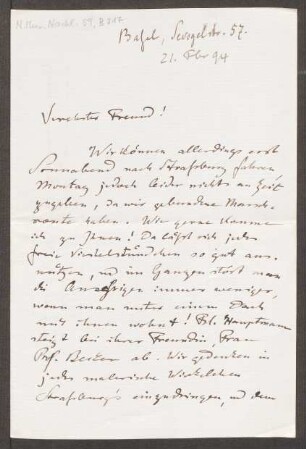 Brief an Friedrich Spitta : 21.02.1894
