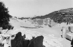 Ruinen von Leptis Magna : Blick über Säulen und Ruinen