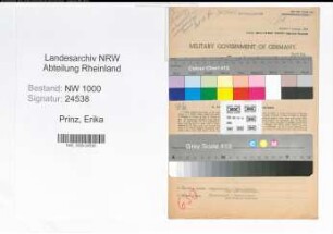 Entnazifizierung Erika Prinz, geb. 01.10.1922 (Arzthelferin)