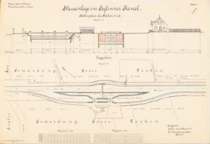 Stauanlage im Jeglinner Kanal, Groß Zechen: Lageplan 1:1000, Höhenplan 1:200