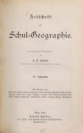 Zeitschrift für Schulgeographie. 9. 1888