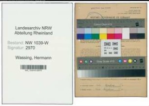 Entnazifizierung Hermann Wassing , geb. 11.09.1900 (Chemiefachwerker)