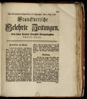 Num. LXI. Freytags, den 2. Aug. 1748 - Num. LXX. Dienstags, den 3. Sept. 1748