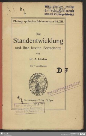 Die Standentwicklung und ihre letzten Fortschritte : mit 19 Abbildungen