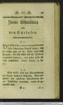 Zweite Abhandlung von dem Schröpfen