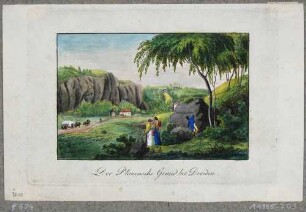Der Plauensche Grund bei Dresden mit der Buschmühle und der Villa Grassi (ganz rechts)