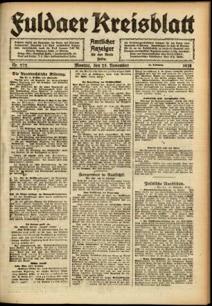 Ausgabe vom Montag, den 25. November 1918.