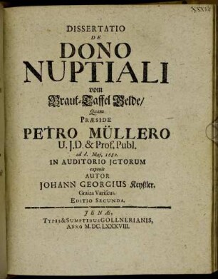 Dissertatio De Dono Nuptiali