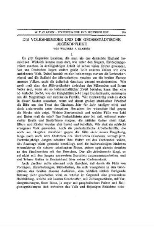 Die Volksheimidee und die Grossstädtische Jugendpflege