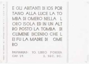 Homers Grab, Ios: Inschrift auf Italienisch 1:1