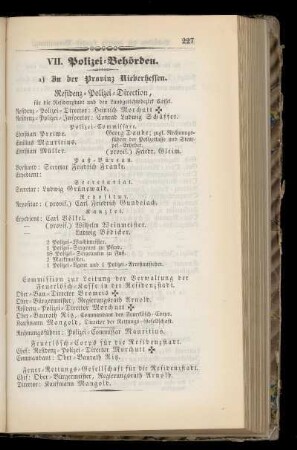 VII. Polizei=Behörden.