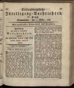 XI. Stück. Sonnabends : den 15. März, 1788.