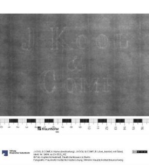 A: Name (zweikonturig): J KOOL/ &/ COMP; B: Löwe, bekrönt, mit Säbel