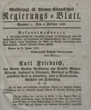 Nr. 1 : 4. Februar 1835