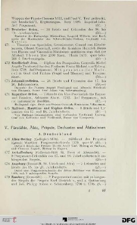 V. Fürstäbte, Äbte, Pröbste, Dechanten und Äbtissinnen (Nr. 476-544)