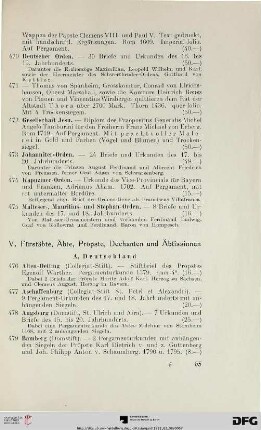 V. Fürstäbte, Äbte, Pröbste, Dechanten und Äbtissinnen (Nr. 476-544)