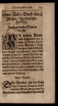Das Achte Buch Lucii Apuleii/ Von dem guldenen Esel.