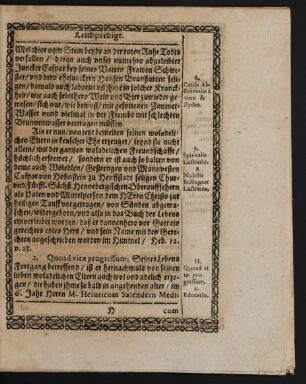 II. Quoad vitae progressum; Seines Lebens Fortgang betreffend/ [...]