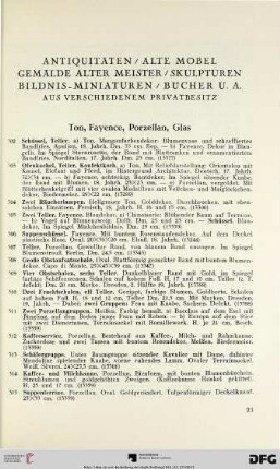 Ton, Fayence, Porzellan, Glas (Nr. 302-3309