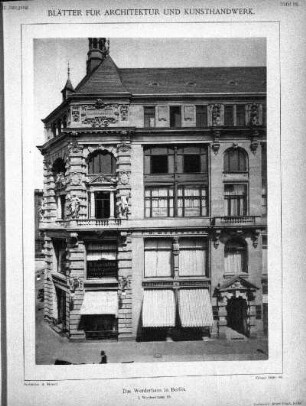 Tafel 92: Das Werderhaus in Berlin. I. Werderstrasse 10