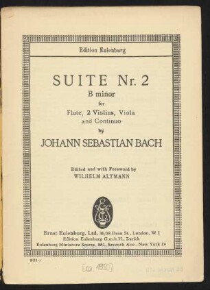 Suite Nr. 2 B minor : for flute, 2 violins, viola and continuo