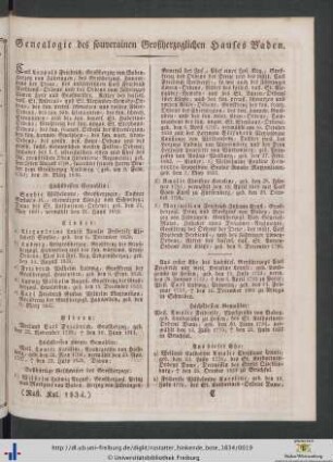 Genealogie des souverainen Großherzoglichen Hauses Baden.