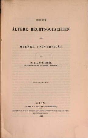 Über zwei ältere Rechtsgutachten der Wiener Universität