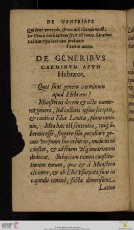 De generibvs carminvm apvd Hebræos