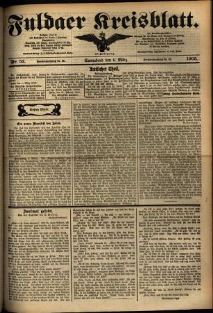 Erste Ausgabe vom Samstag, den 04. März 1905.