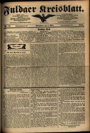 Erste Ausgabe vom Samstag, den 04. März 1905.