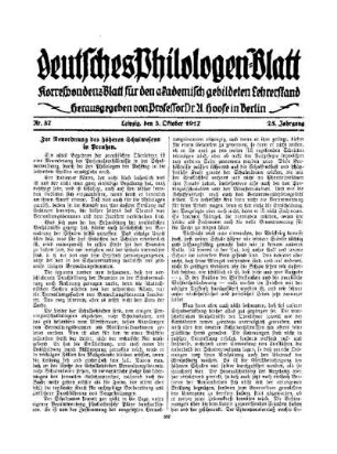 Zur Neuordnung des höheren Schulwesens in Preußen