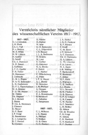 Verzeichnis sämtlicher Mitglieder des wissenschaftlichen Vereins 1817 - 1917.