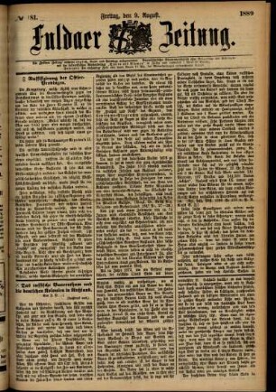Ausgabe vom Freitag, den 09. August 1889.