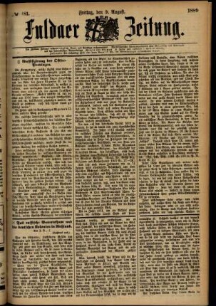 Ausgabe vom Freitag, den 09. August 1889.