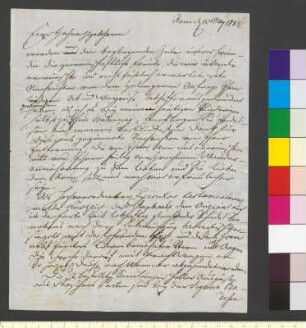 Brief von Reiffenstein, Johann Friedrich an Goethe, Johann Wolfgang von