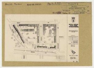 Planung für den Wohnbezirk 18. Berlin, Pankow, Ossietzkystraße/Pestalozzistraße (ab 1958 Teil der Kavalierstraße)/Am Schloßpark/Wolfshagener Straße/Kavalierstraße