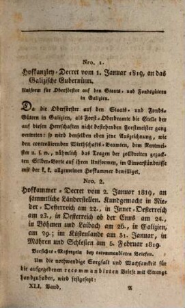 Sammlung der sämmtlichen politischen und Justiz-Gesetze, welche unter der Regierung Sr. Majestät Kaisers Franz des I. in den sämmtlichen k. k. Erbländern erlassen worden sind : in chronolog. Ordnung. 16=41. 1819, Gesetze vom 1. Januar bis letzten Junius