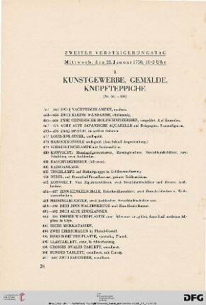 Kunstgewerbe, Gemälde, Knüpfteppiche (Nr. 461-686)