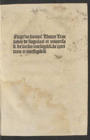 De singulari et universali, de intellectu et intelligibili