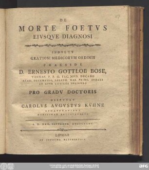De Morte Foetvs Eisqve Diagnosi