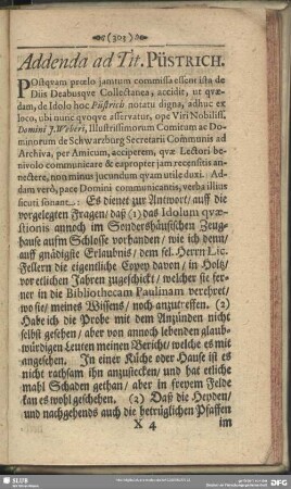 Addenda ad Tit. Püstrich
