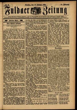 Zweite Ausgabe vom Sonntag, den 18. Februar 1894.